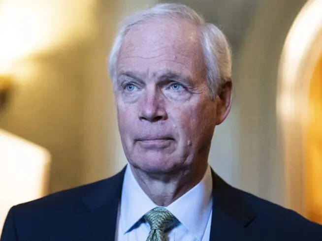 Sen. Ron Johnson, R-Wis., is seen in the U.S. Capitol as the Senate passed procedural votes on the House passed foreign aid package on Tuesday, April 23, 2024. (Tom Williams/CQ Roll Call via AP Images)
