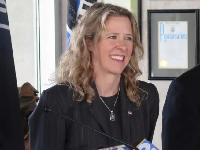 Judge Rebecca Bradley speaks as she kicks off her campaign for the Wisconsin Supreme Court in Milwaukee, on Thursday, Sept. 17, 2015.