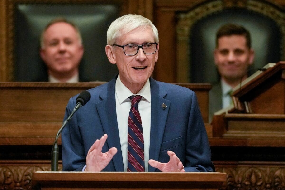 Wisconsin Gov. Tony Evers gives his annual State of the State address Tuesday, Jan. 23, 2024, in Madison, Wisconsin